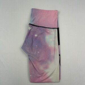 Teeki Northern Lights Galaxy Moose Yoga Leggings Pink Purple Blue Womens Medium